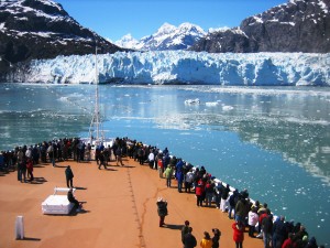  Tourists watching "calving" from the comfort of a modern cruise ship