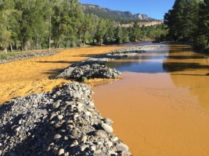 The Animus River near Durango Colorado, polluted by an accident at the Gold King Mne