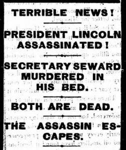 Newspaper headline mistakenly reporting Seward as dead