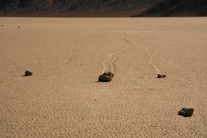 Sailing Stones on the Racetrack Playa in Death Valley    