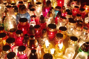 Candle Lite graveyard on the Day of the Dead