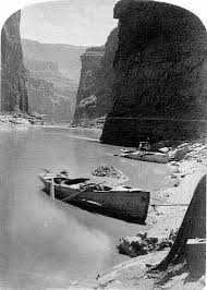 Whithall design boat beached on the Colorado