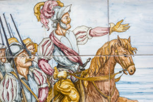 Spanish Colonists panted on tile